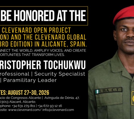 Clevenard to Honour Uba Christopher Tochukwu at the 2026 Clevenard Open Project & Global Awards in Alicante, Spain