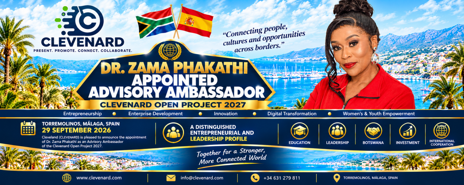 CLEVEnARD APPOINTS DR. ZAMA PHAKATHI AS ADVISORY AMBASSADOR OF THE CLEVEnARD OPEN PROJECT 2027