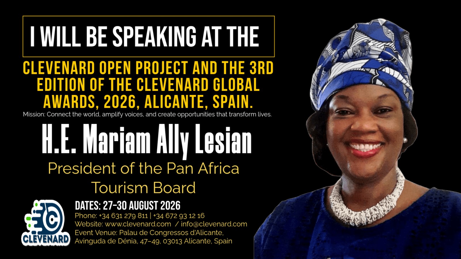 Clevenard to Honour H.E. Mariam Ally Lesian at the 2026 Clevenard Open Project & Clevenard Global Awards in Alicante, Spain