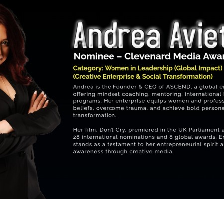 Andrea Aviet BEM Nominated for Clevenard Media Award 2025 in Palma de Mallorca, Spain