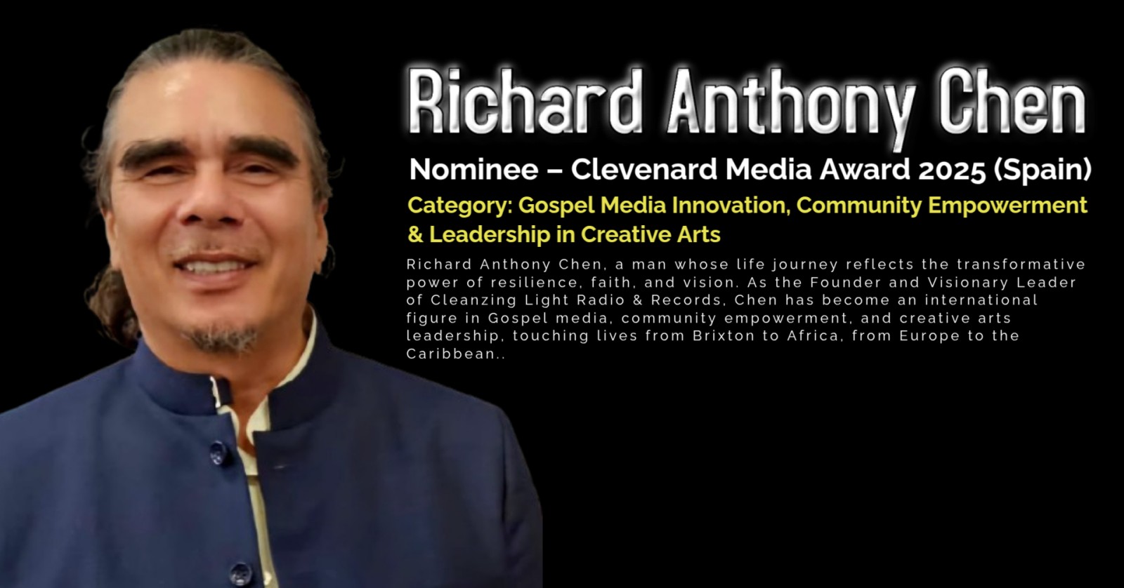 Richard Anthony Chen Nominated for the Clevenard Media Award 2025