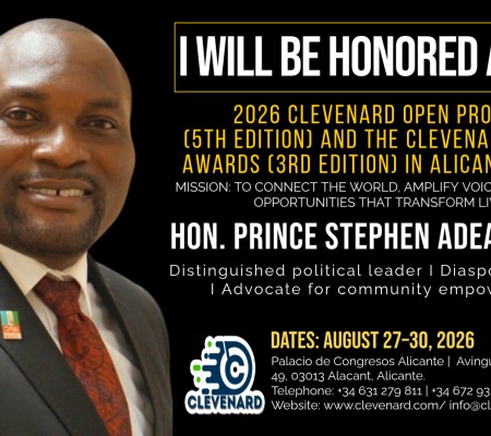 Clevenard to Honour Hon. Prince Stephen Adeayo Tella at Clevenard Open Project 2026 & Clevenard Global Awards in Alicante, Spain