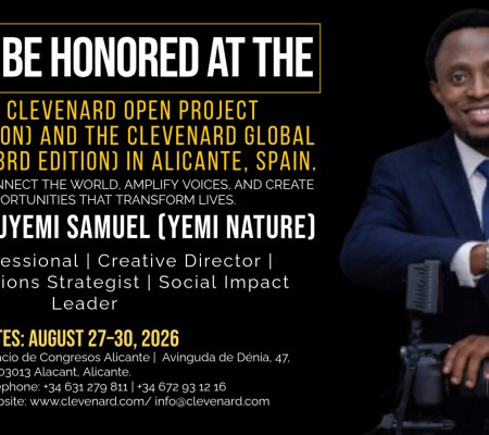Clevenard to Honour OKENIYI OLUYEMI SAMUEL (YEMI NATURE) at the 2026 Clevenard Open Project & Global Awards in Alicante, Spain