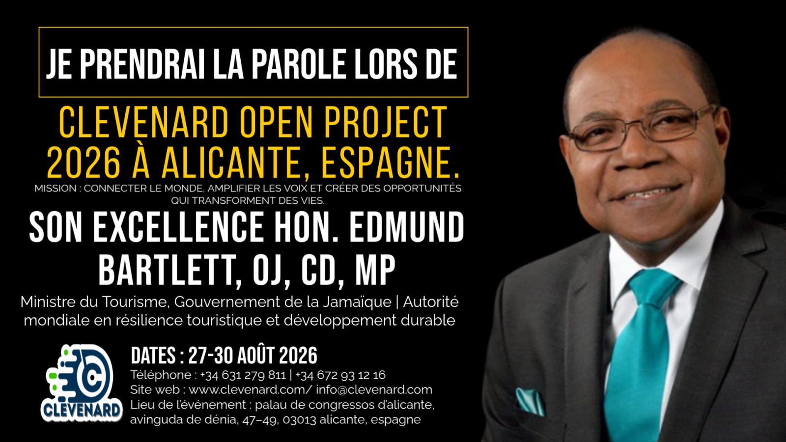 Son Excellence Hon. Edmund Bartlett, OJ, CD, MP, à la tête du Clevenard Open Project 2026 à Alicante, Espagne