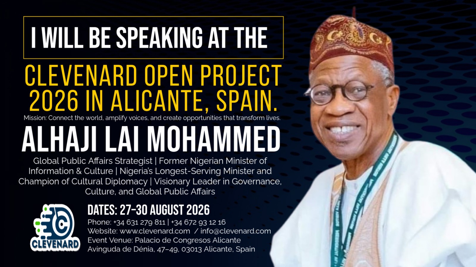Alhaji Lai Mohammed to Headline Clevenard Open Project 2026 in Alicante, Spain