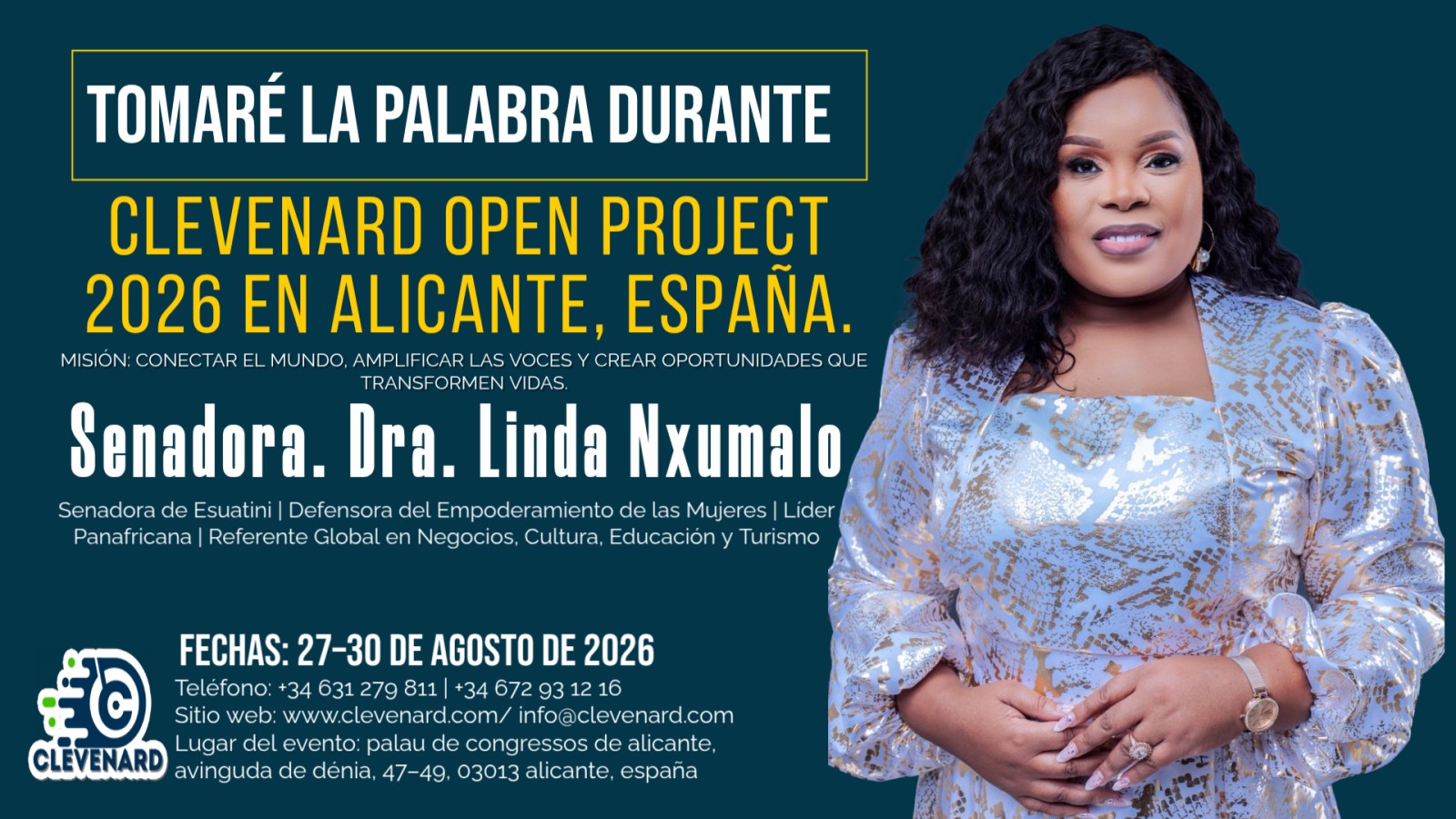 La Dra. Senadora Linda Nxumalo Participará en el Clevenard Open Project 2026 en Alicante, España