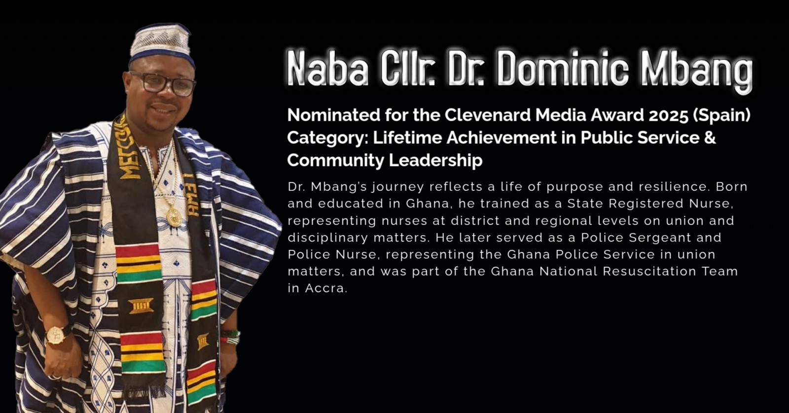 Naba Cllr. Dr. Dominic Mbang Nominated for the Prestigious Clevenard Media Award 2025