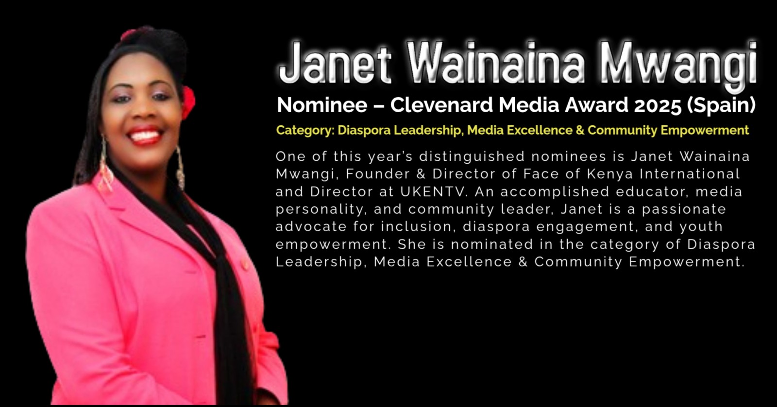 Janet Wainaina Mwangi Nominated for the Clevenard Media Award 2025
