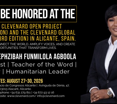 Clevenard to Honour Pastor Hephzibah Funmilola Agboola at Clevenard Open Project 2026 & Clevenard Global Awards 2026 – Alicante, Spain