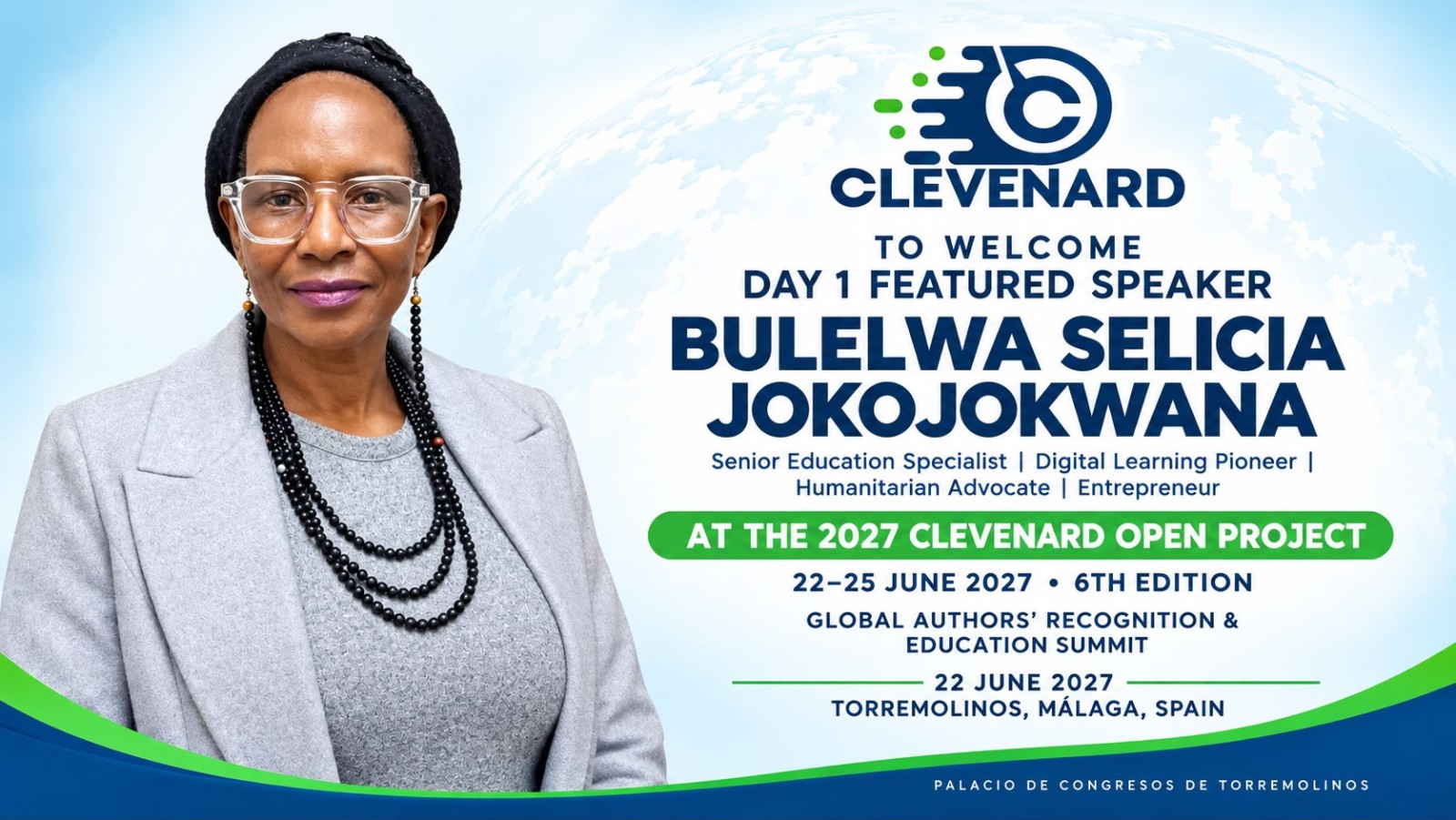 CLEVEnard WELCOMES BULELWA SELICIA JOKOJOKWANA AS A FEATURED SPEAKER AT THE 2027 CLEVEnard OPEN PROJECT AND 4TH EDITION OF THE CLEVEnard GLOBAL AWARDS IN TORREMOLINOS, MÁLAGA, SPAIN