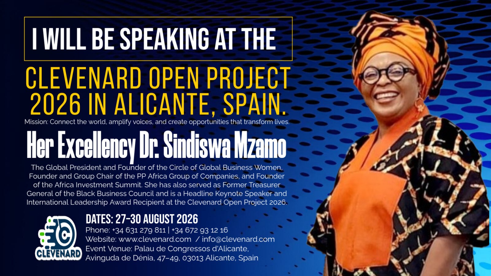A Historic Global Moment: Her Excellency Dr. Sindiswa Mzamo to Headline Clevenard Open Project 2026 in Alicante, Spain