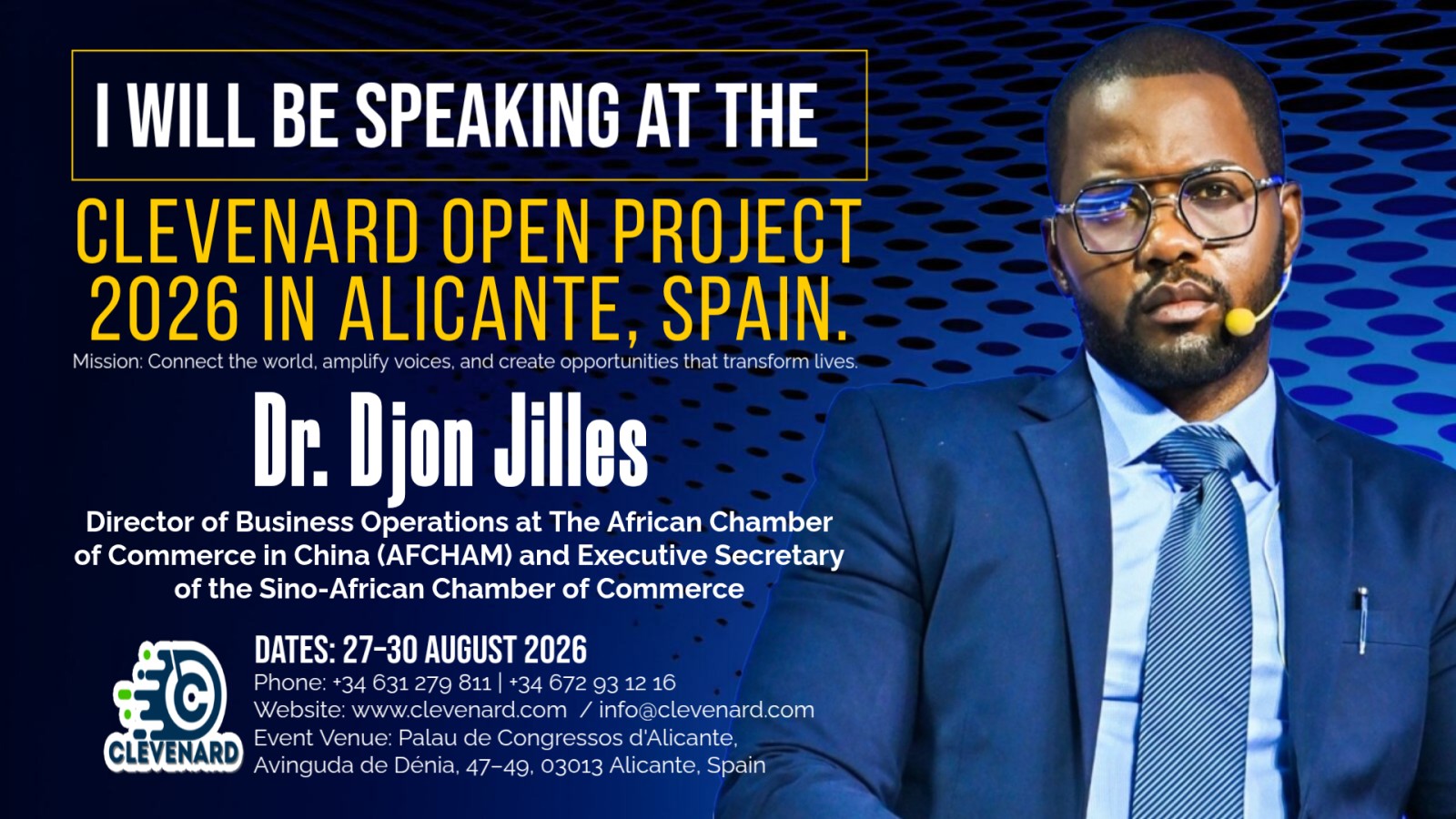 Dr. Djon Jilles to Headline Clevenard Open Project 2026 and Receive Global Leadership Award in Alicante, Spain