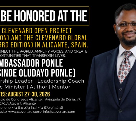 Clevenard to Honour Ambassador Ponle (Olasinde Oludayo Ponle) at the 2026 Clevenard Open Project & Global Awards in Alicante, Spain