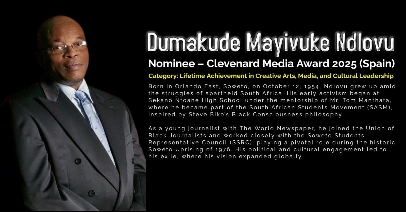 Dumakude Mayivuke Ndlovu Nominated for the Clevenard Media Award 2025