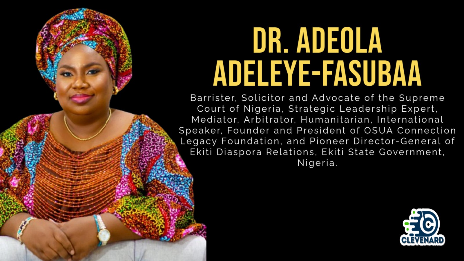 Dr. Adeola Adeleye-Fasubaa to Deliver Keynote Address at Clevenard Open Project 2026 in Alicante