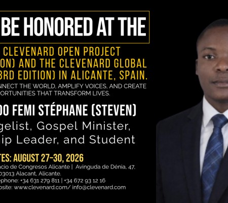 Clevenard to Honour Owonodo Femi Stéphane (Steven) at the 2026 Clevenard Open Project & Clevenard Global Awards in Alicante, Spain