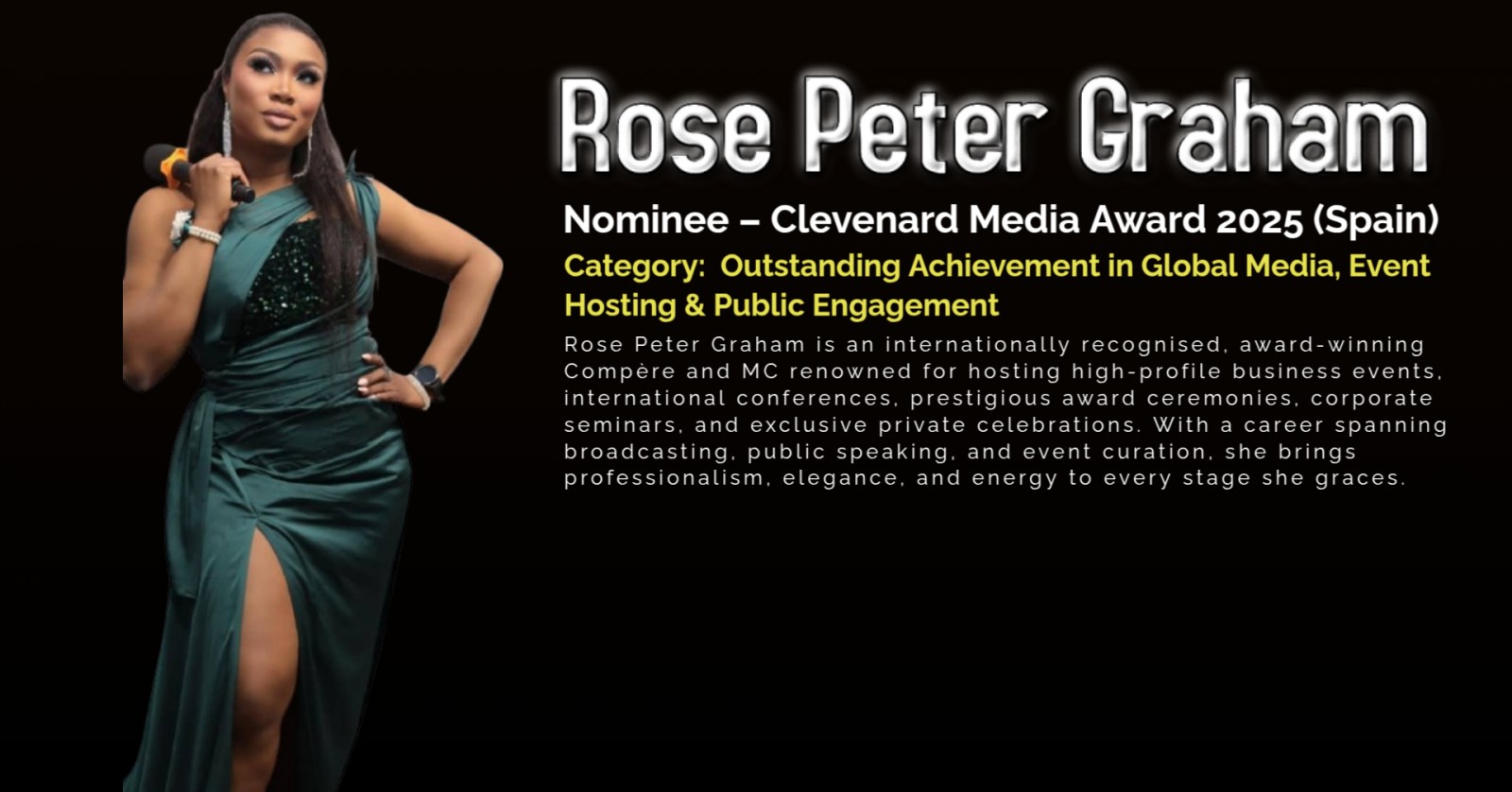 Rose Peter Graham – Internationally Acclaimed Compère, MC & Event Host