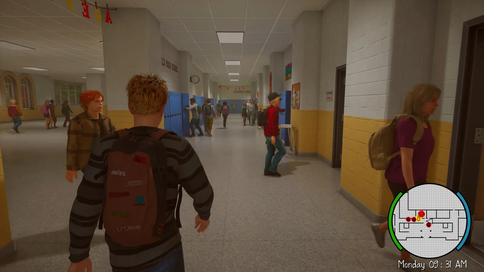 Agefield High students gathered near a school vehicle