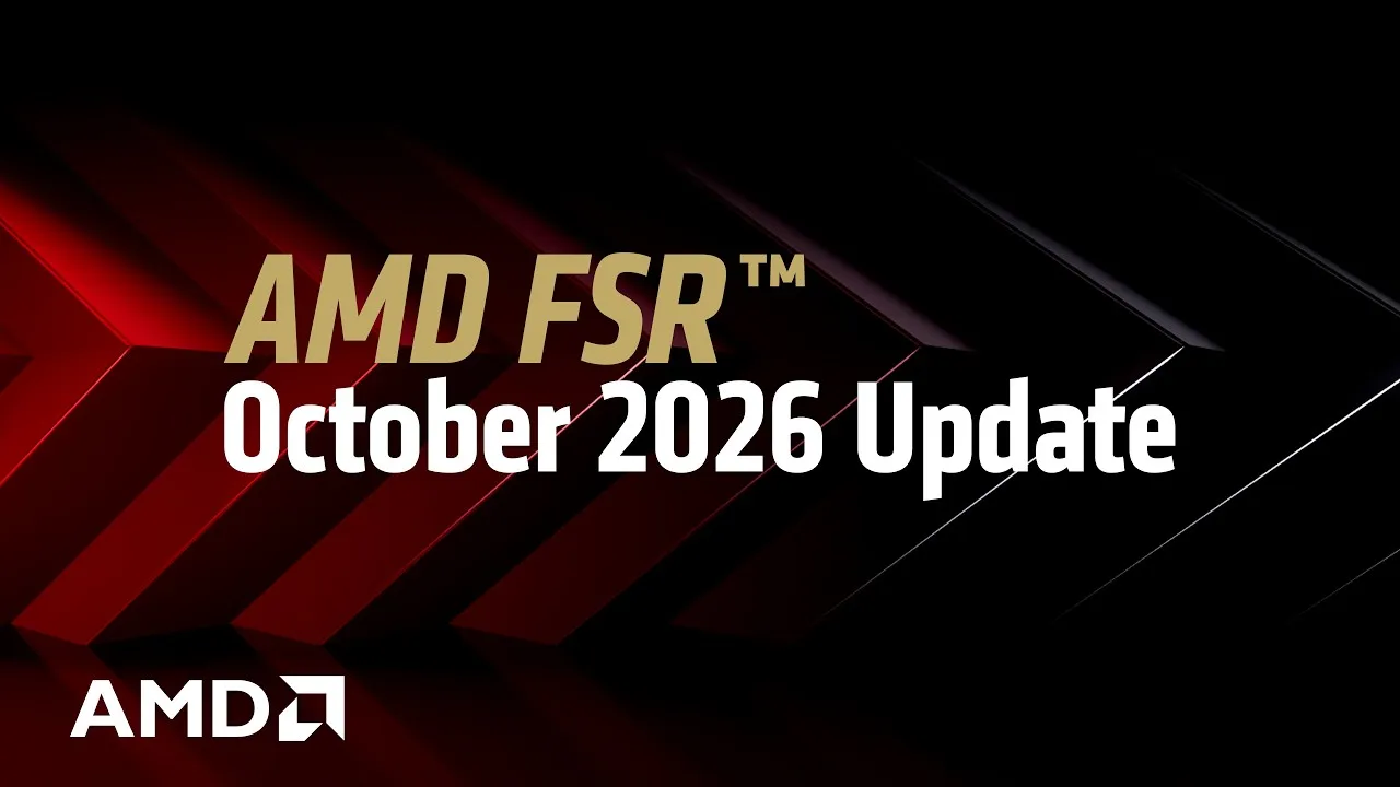 Title frame from AMD's FSR Upscaling 4.1 video covering desktop, laptop, handheld and console