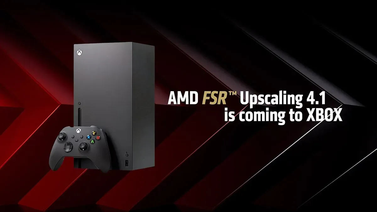 AMD slide confirming FSR upscaling 4.1 is coming to Xbox Series X and S and both Xbox Ally models
