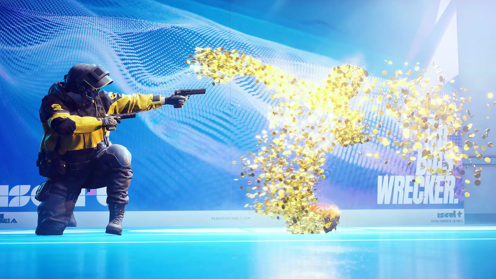 Official THE FINALS screenshot from the Steam store page showing a destructible arena