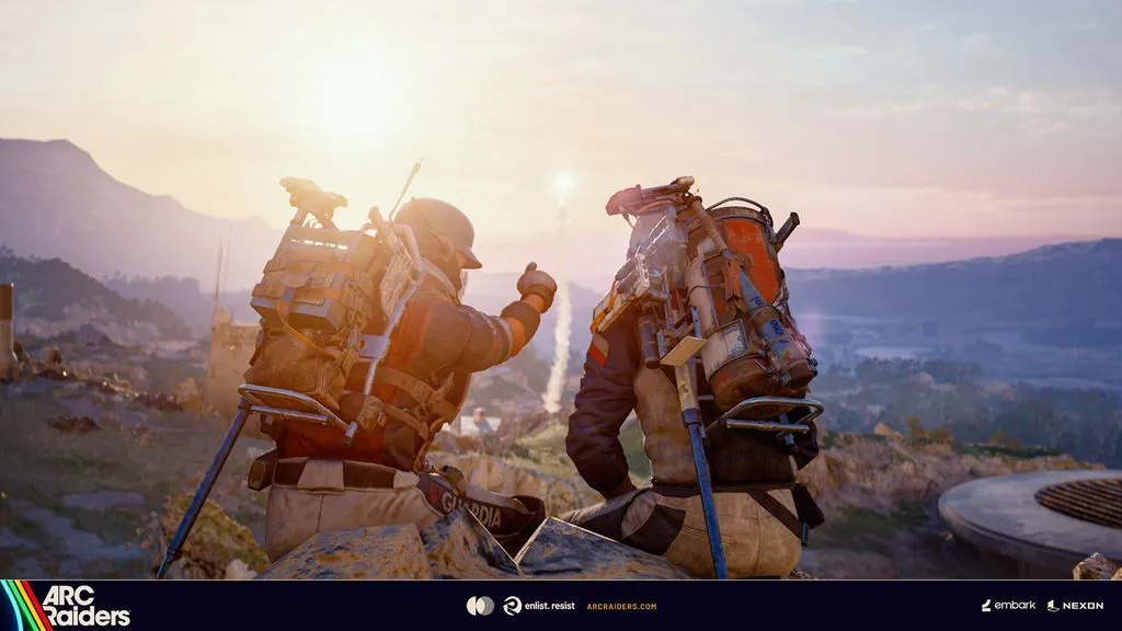 ARC Raiders promotional artwork showing Raiders working together in the Rust Belt