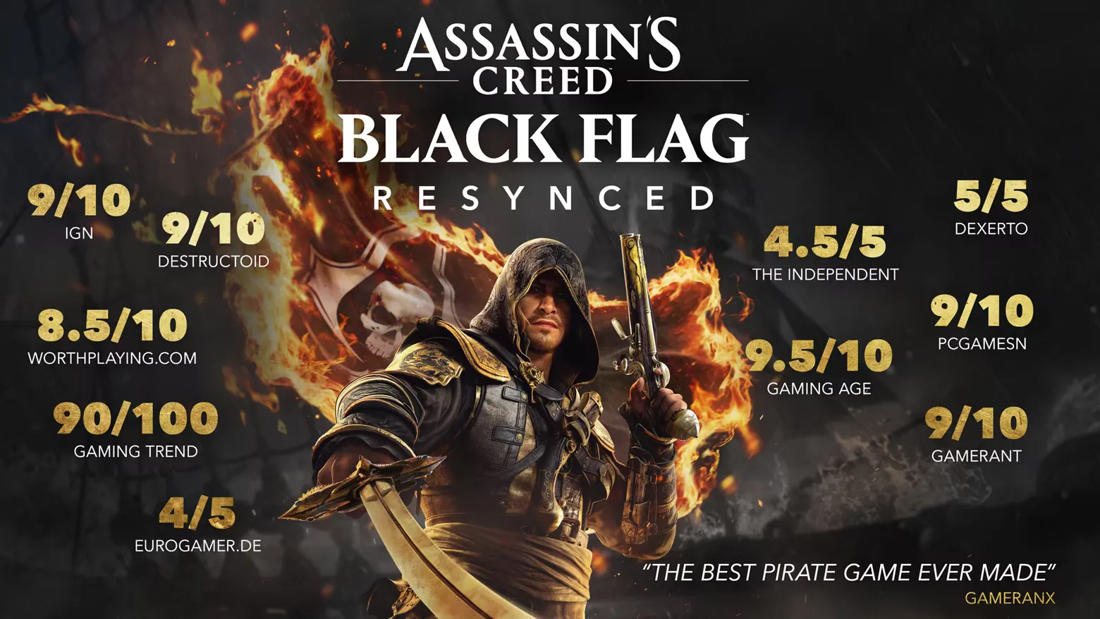 Wide cinematic shot of the Caribbean sea in Assassin's Creed Black Flag Resynced, the franchise's surprise 3 million seller that ran ahead of its annual target in two weeks.