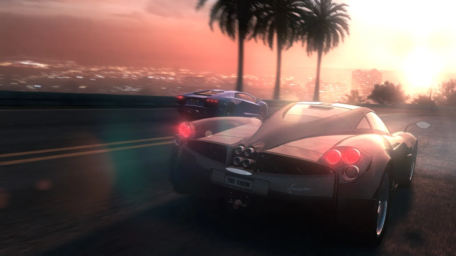 The Crew screenshot showing police chase gameplay through a city