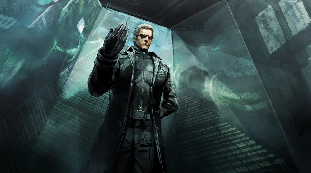 Concept art of the life-sized Albert Wesker statue coming to the Resident Evil 30th Anniversary Exhibition in Shibuya