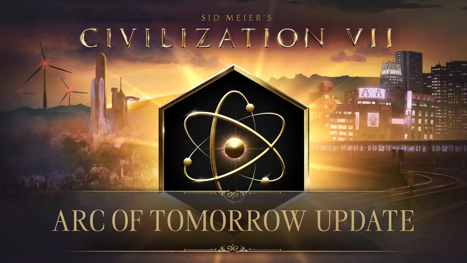 Civilization VII Atomic Age update screenshot showing a modern era city and units