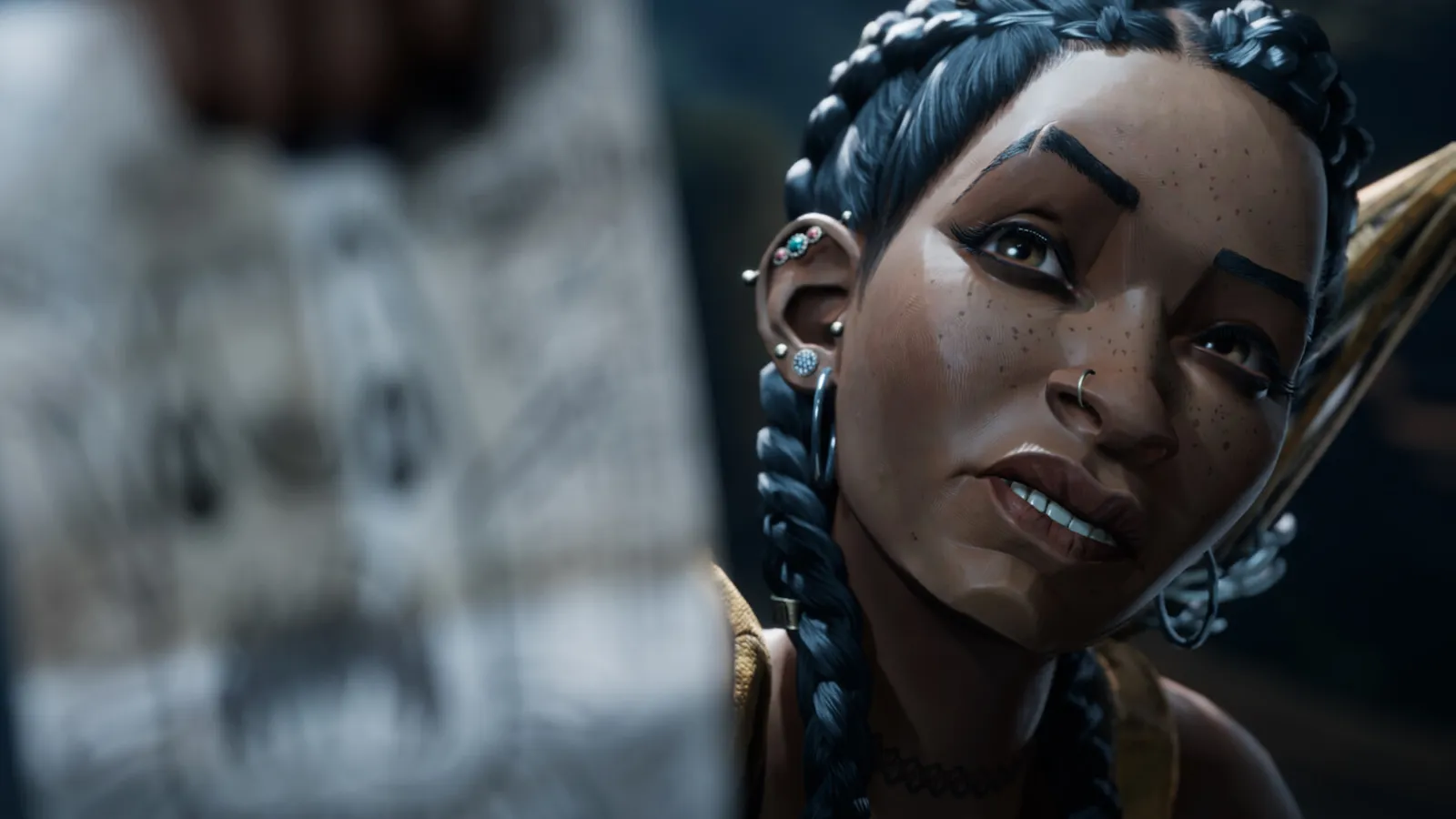 Hazel holding a hand-drawn sketch from South of Midnight, press image credit Xbox Games Studios