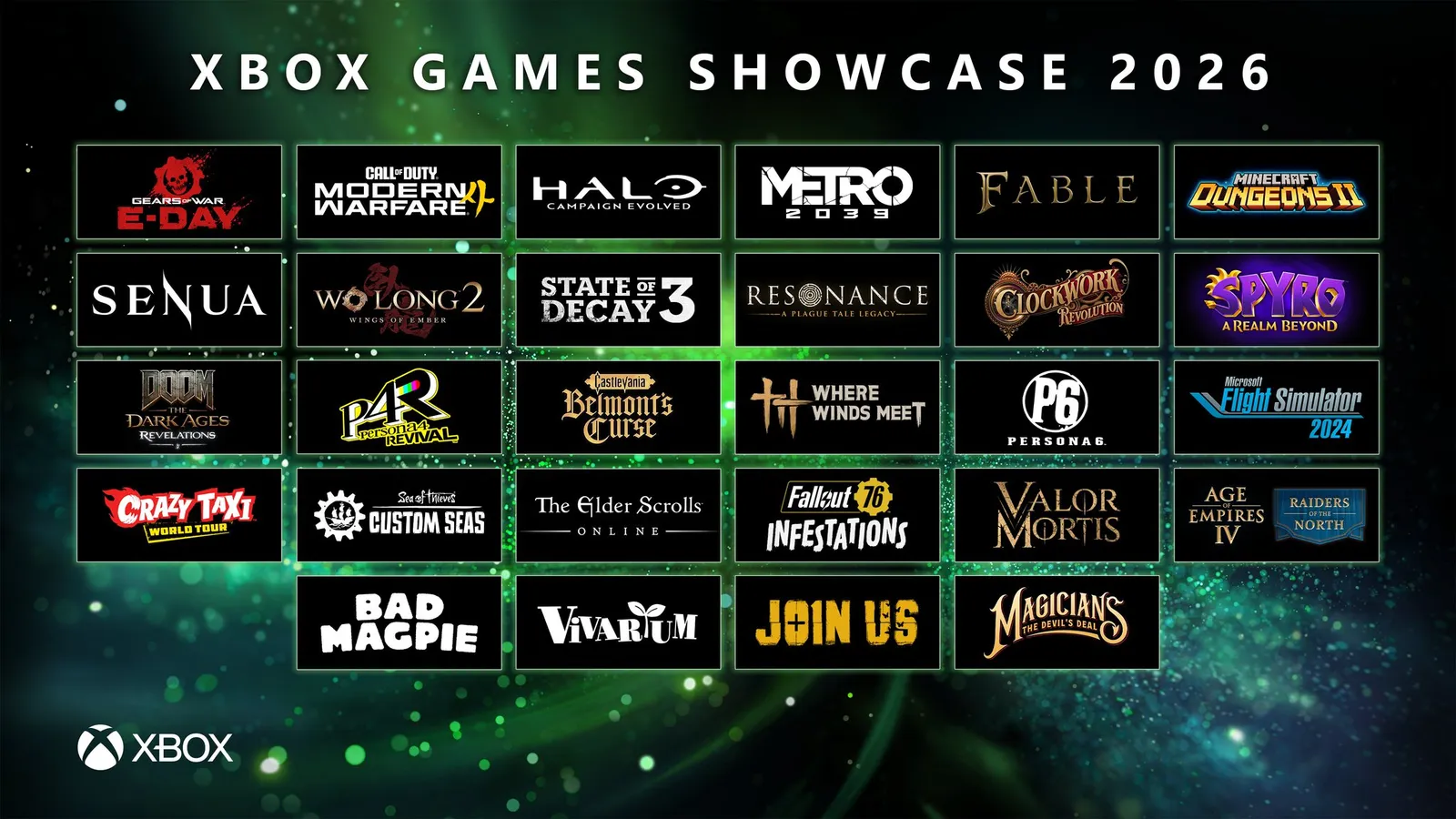Xbox Games Showcase 2026 lineup of first-party titles including Halo Campaign Evolved, Fable, Gears of War E-Day, and more from studios Craig Duncan oversaw