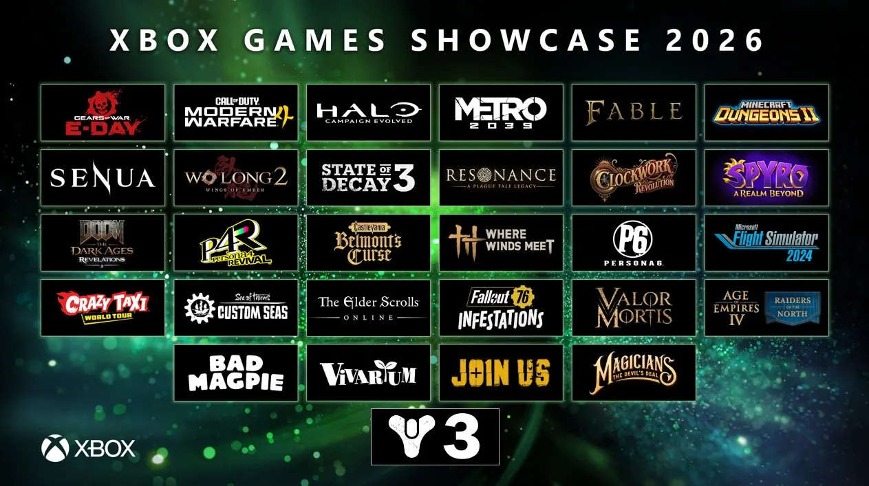 Xbox Games Showcase 2026 official promotional image featuring Microsoft first-party game announcements