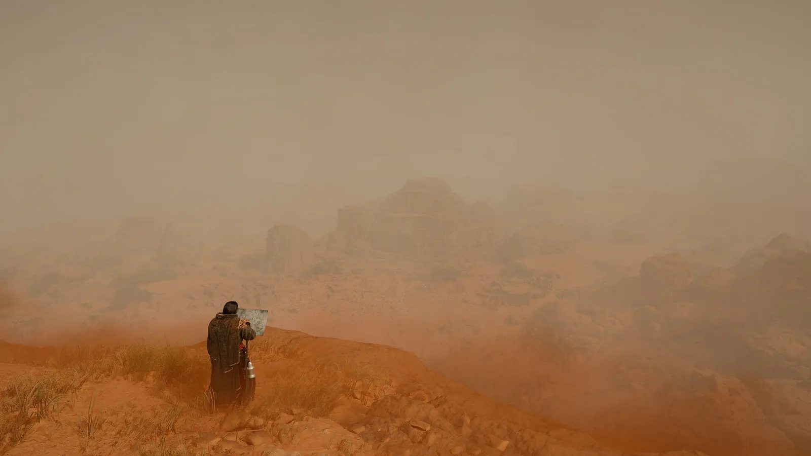 Crimson Desert Charting the Unknown expansion screenshot showing a wide ocean horizon with sailing ships and rocky coastline