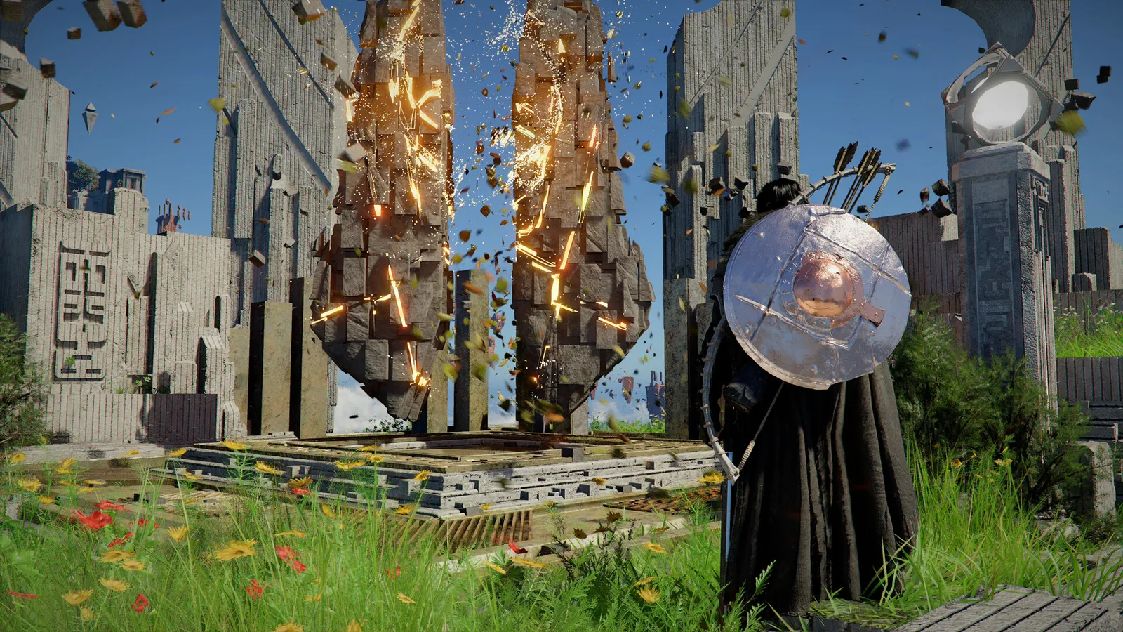 Crimson Desert screenshot of a wagon loaded with trade goods on a dirt road