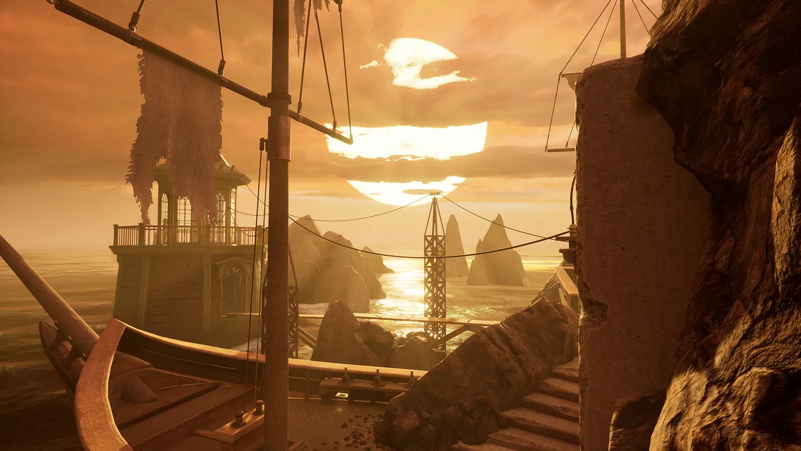 Atmospheric gameplay screenshot from the Myst 2020 remake developed by Cyan Worlds