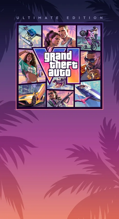 Official Grand Theft Auto VI Ultimate Edition promotional artwork featuring Jason and Lucia
