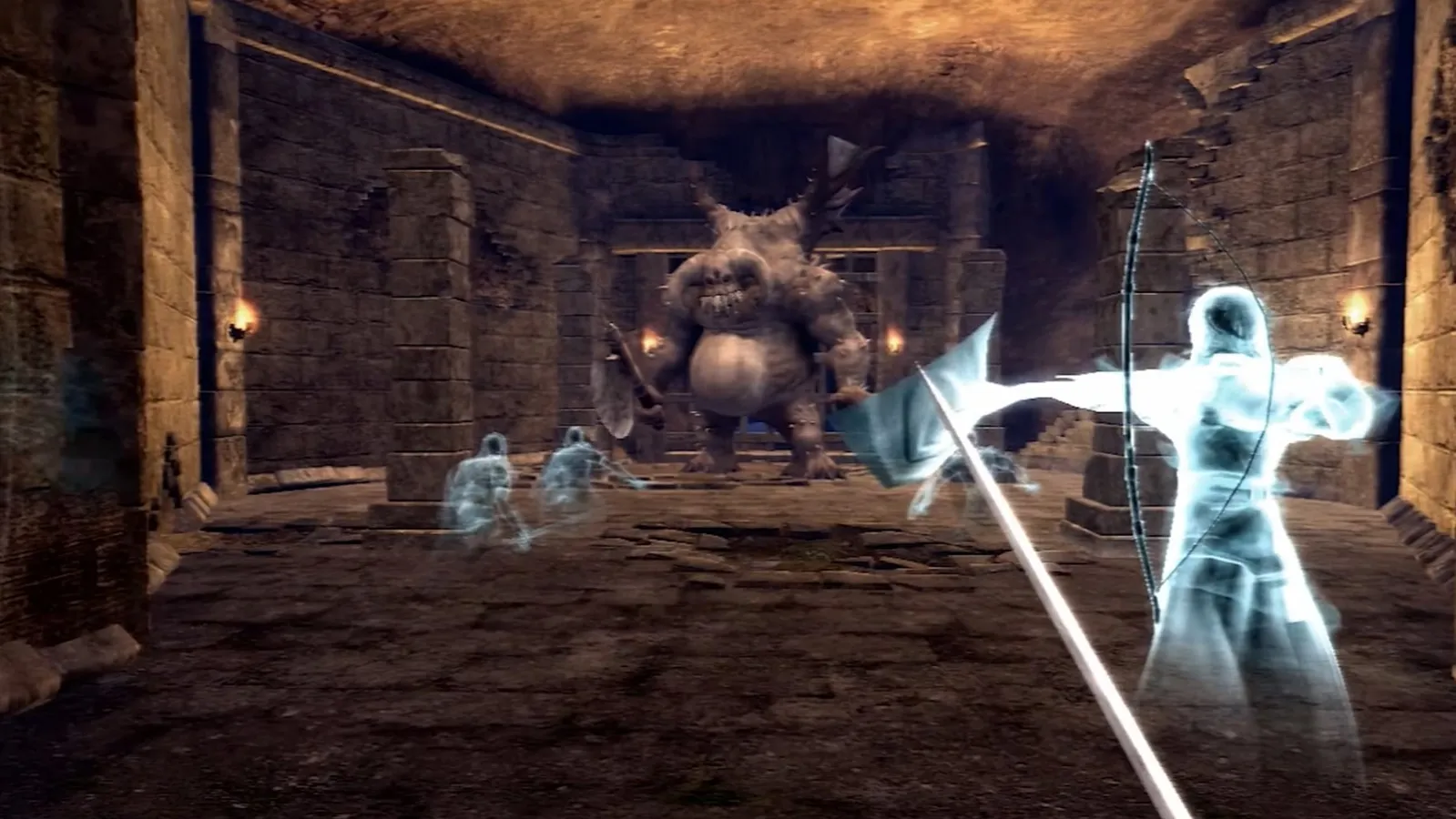 Lance McDonald's video frame from the Demon's Souls prototype footage showing the early camera layout