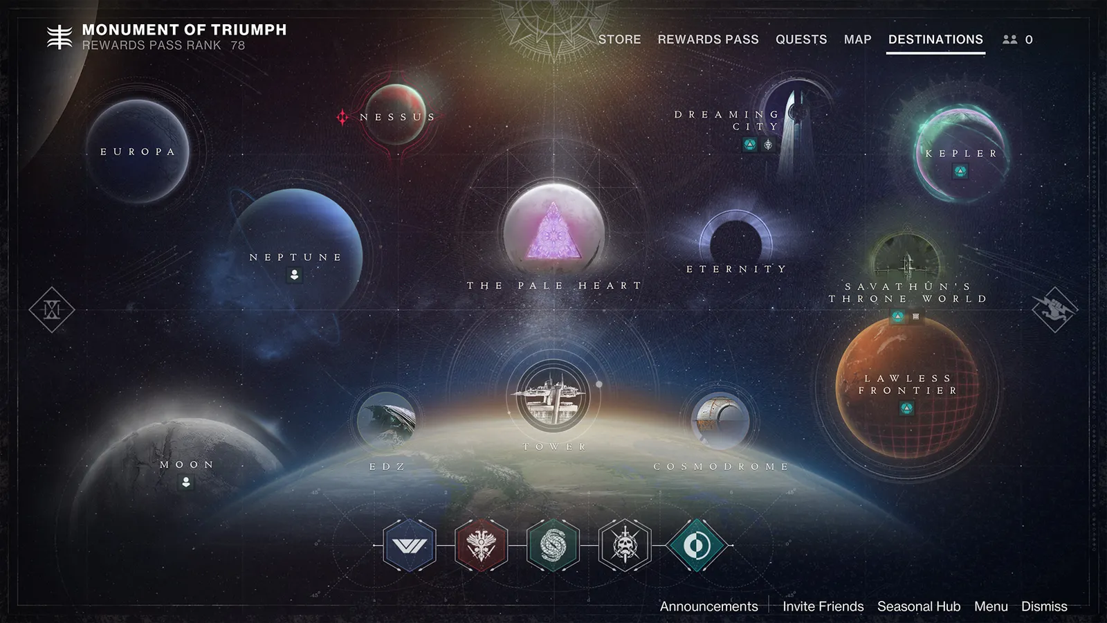 Destiny 2 refreshed Director screen showing destinations and the Portal