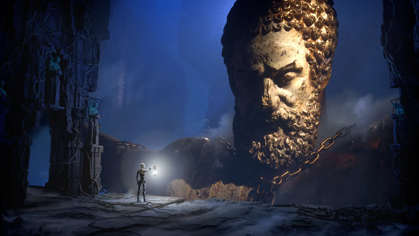 The Talos Principle 2 page art on the Steam store, published by Devolver Digital.