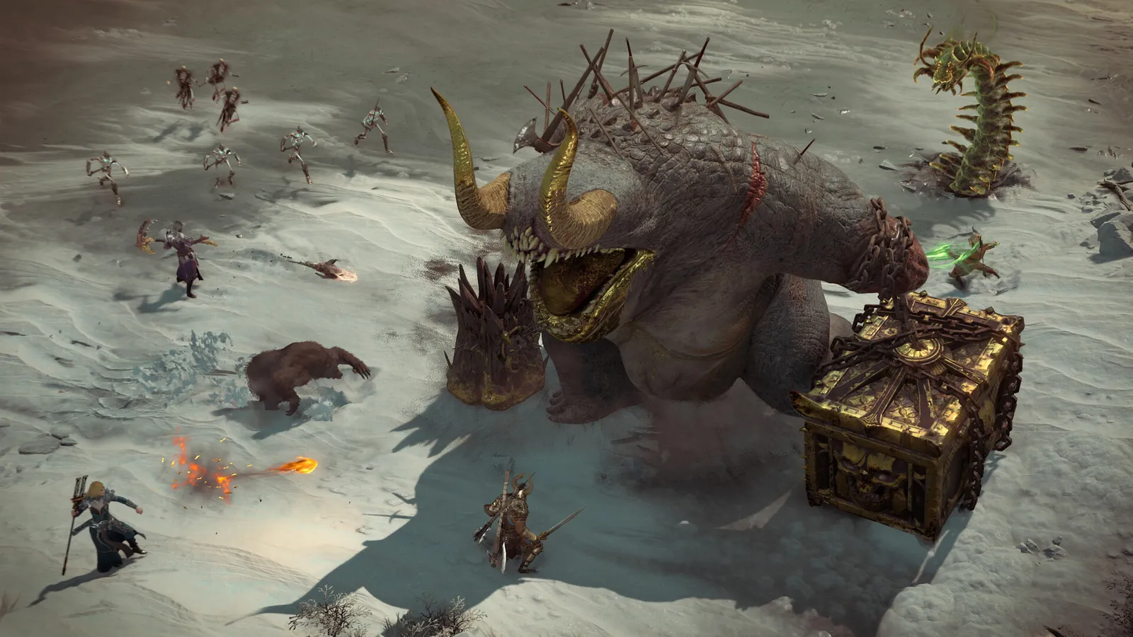 Diablo 4 gameplay screenshot showing combat in Sanctuary