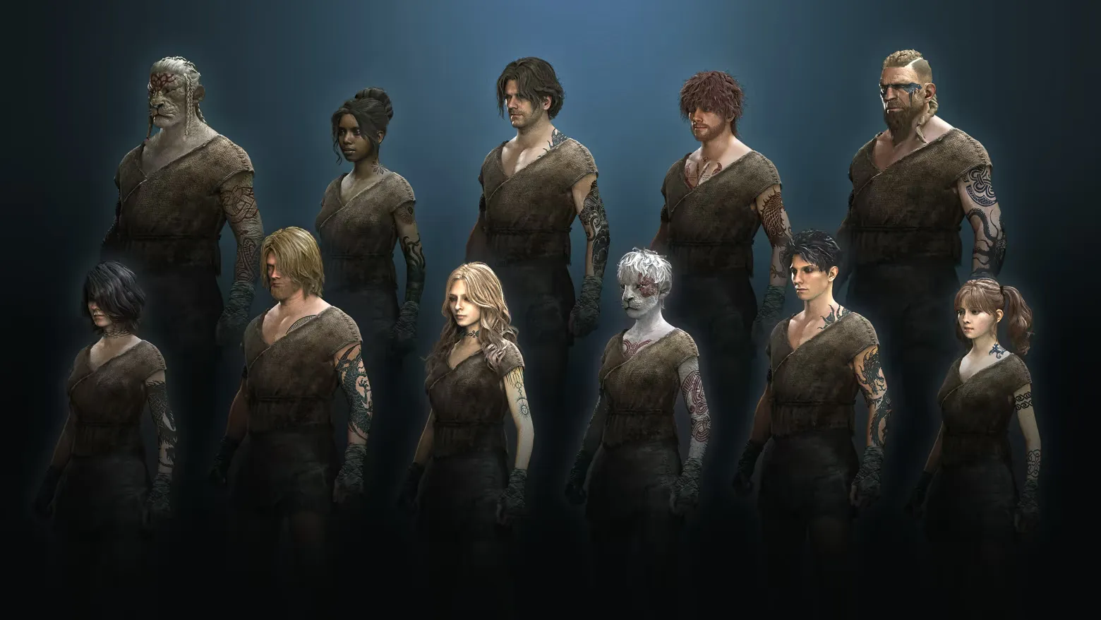 Updated Arisen and Pawn character creator screen in Dragon's Dogma 2 Dark Arisen with new hairstyles and tattoo options.