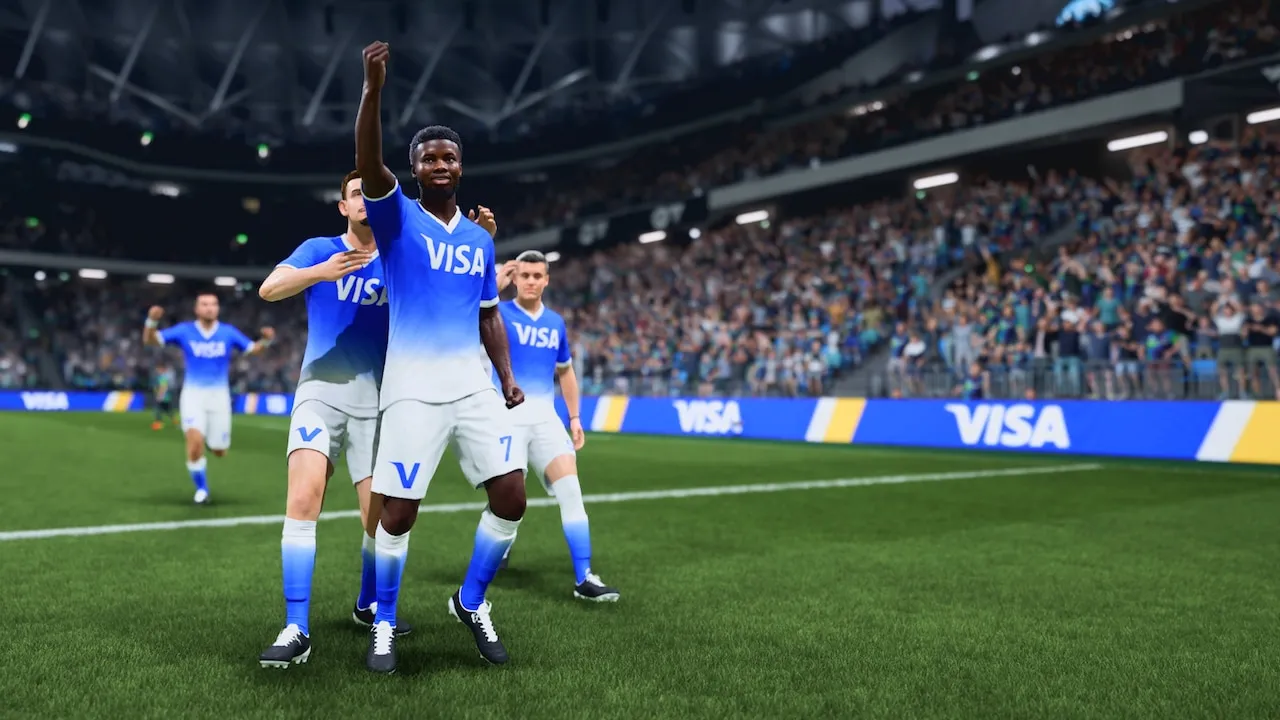 EA in-game integration marketing visual showing how brands place custom kits and Ultimate Team packs inside EA SPORTS games