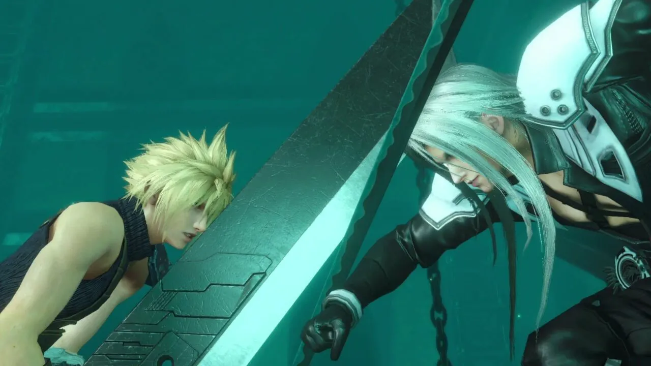 Final Fantasy VII Ever Crisis gameplay showing Sephiroth encounter
