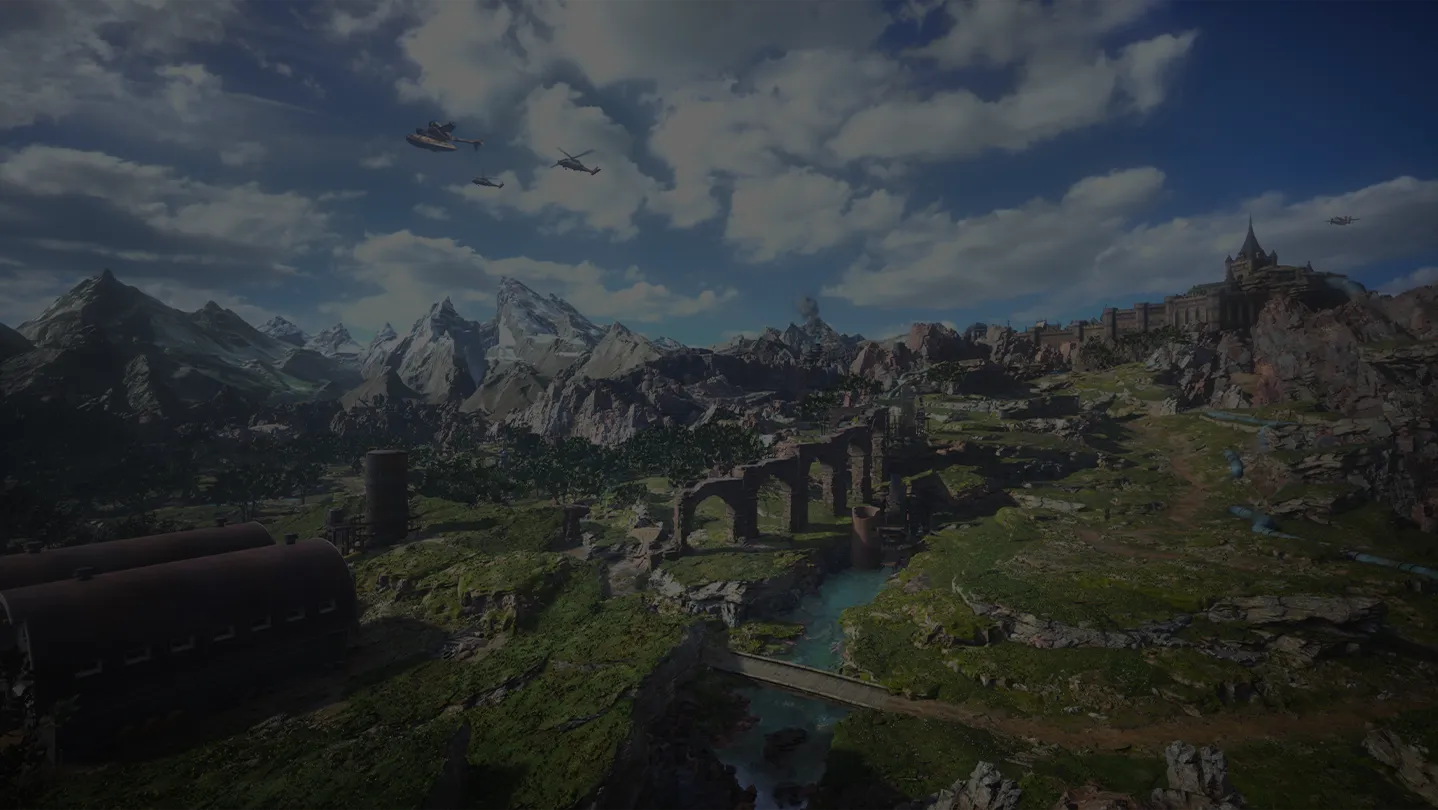 Final Fantasy VII Rebirth screenshot showing Cloud and party exploring the open world