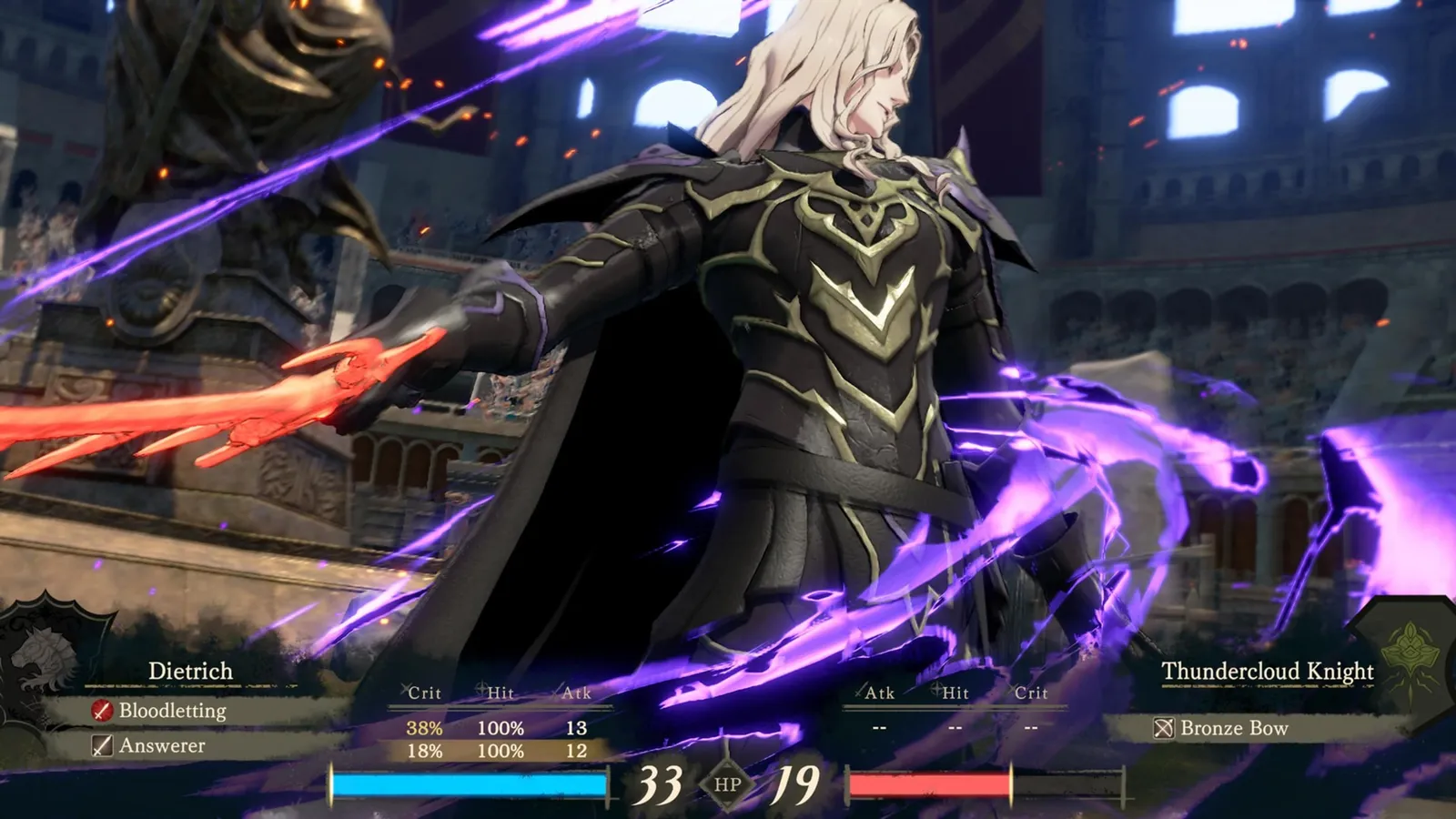 Fire Emblem Fortune's Weave cinematic showing Dagsion city and the Dagdan Empire capital skyline