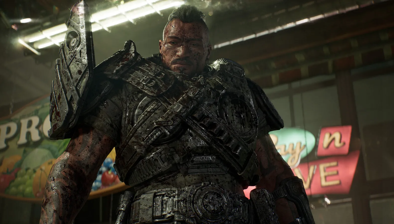 Tai Kaliso in combat during the Locust invasion of Kalona in Gears of War E-Day