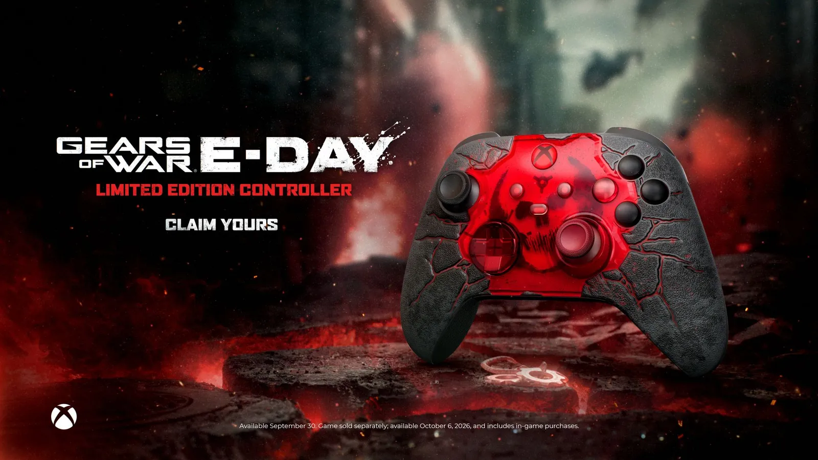 Limited edition Gears of War: E-Day Xbox wireless controller with blood splatter design