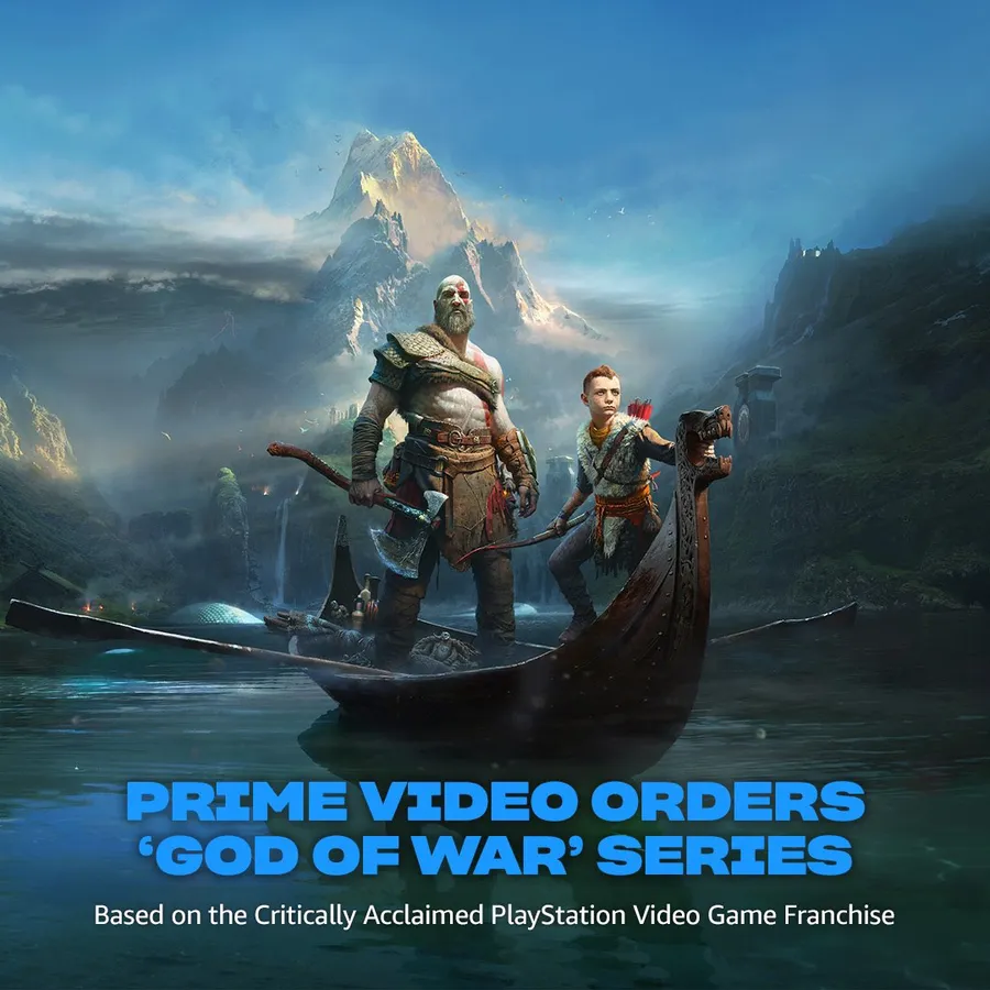 God of War Prime Video series announcement art showing Kratos and Atreus in their boat
