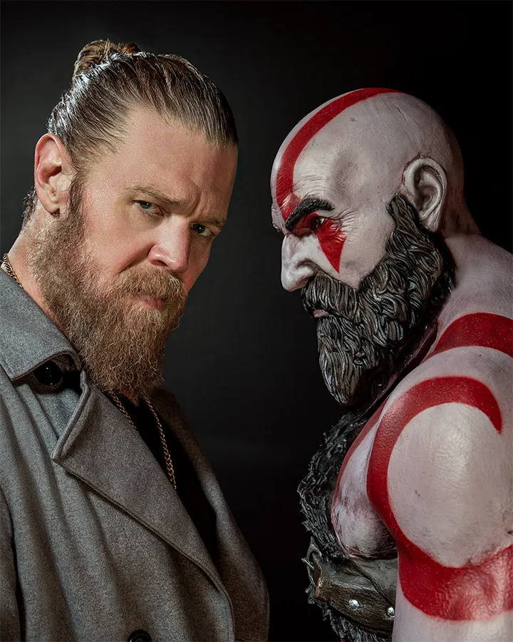 Prime Video casting announcement photo of Ryan Hurst as Kratos for the God of War series